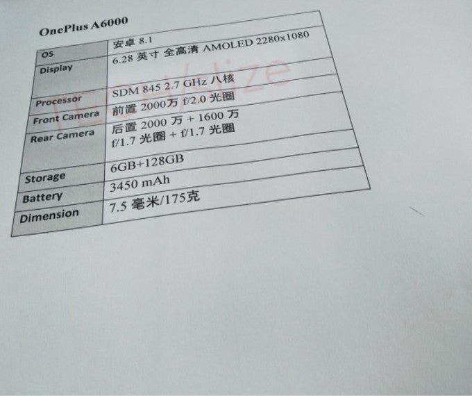 Alleged OnePlus 6 specs sheet leaks, reveals the most important hardware tidbits