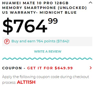Deal: Buy a Huawei Mate 10 Pro for $649.99 ($150 off)