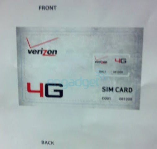 Verizon&#039;s LTE SIM card spotted flashing its 4G logo