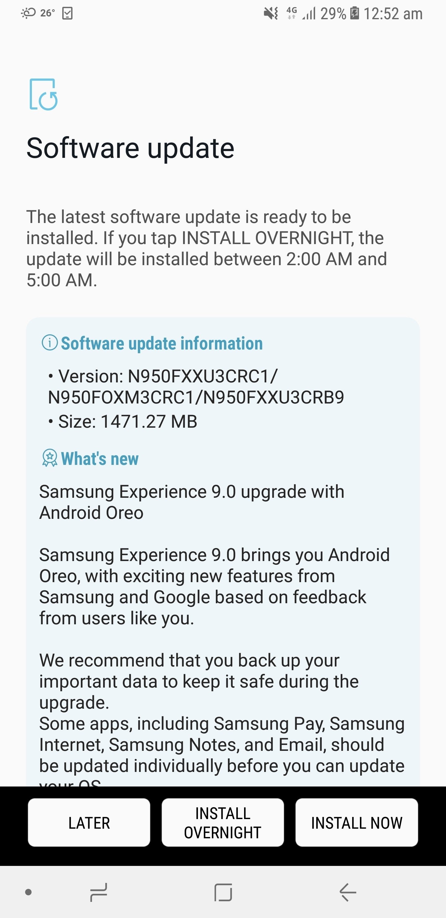 Samsung Galaxy Note 8 starts receiving Android 8.0 Oreo