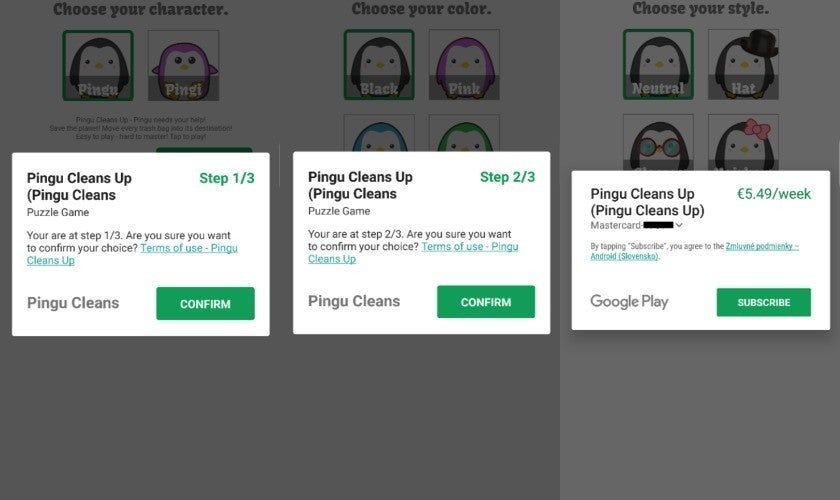 The Pingu Cleans Up scheme in action - New scam baits Android users into signing for weekly subscription fees, beware!