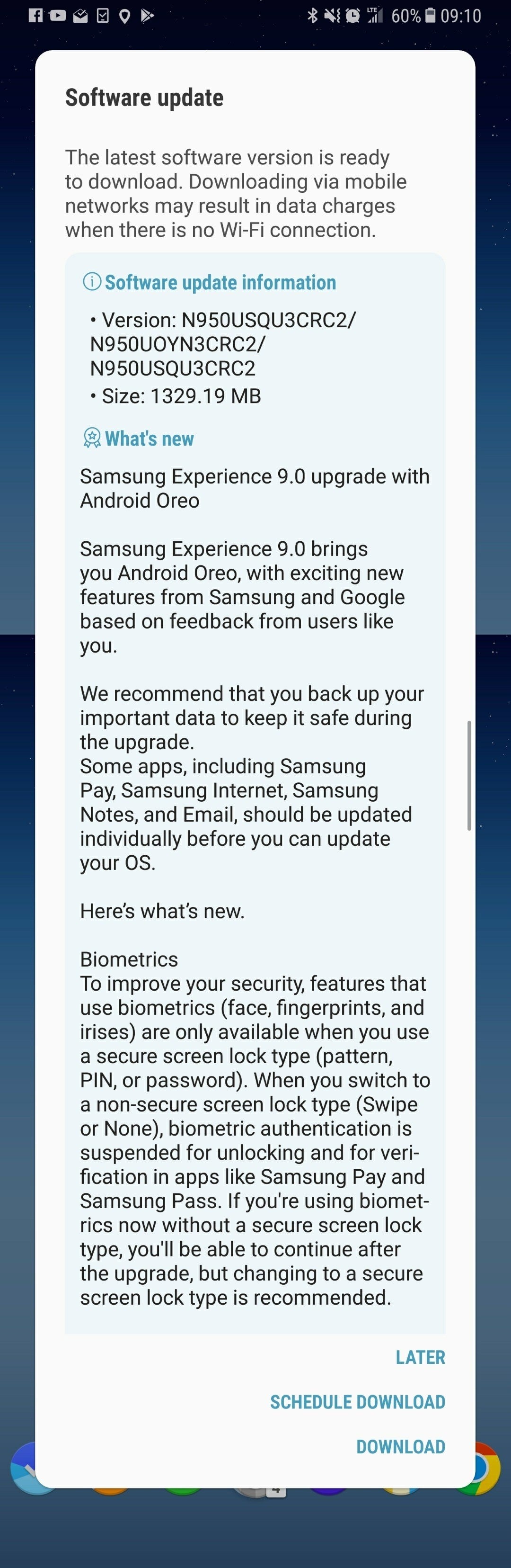 Sprint starts rolling out Android 8.0 Oreo to the Galaxy Note 8