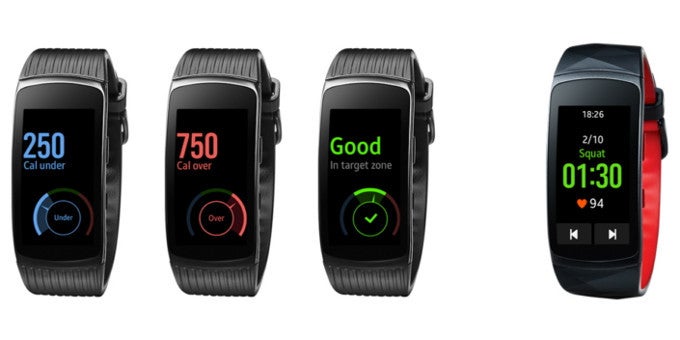 The Weight Management (left) and Fitness Program features (right) of the Gear Fit2 - Samsung Gear Fit2 and Gear Fit2 Pro software update brings new fitness features