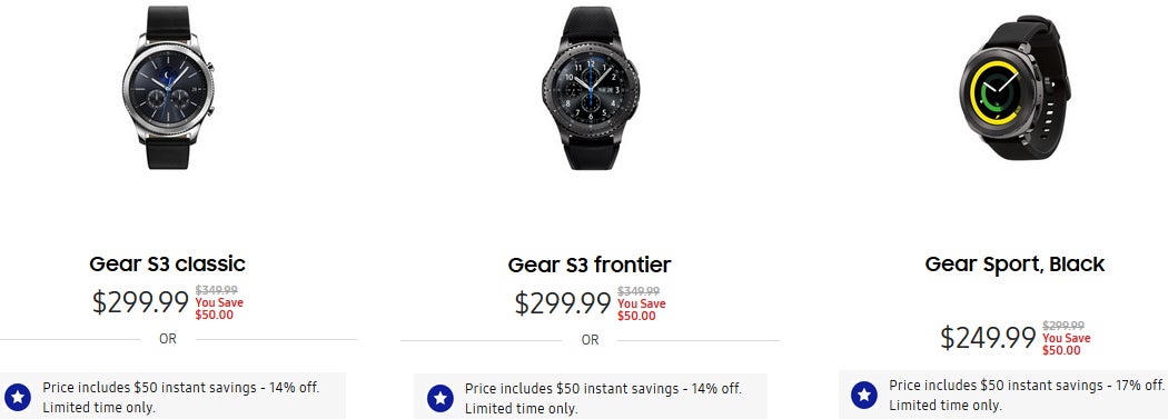 Deal: Save $50 on any Samsung Gear watch (S3 Classic, S3 Frontier, Sport)