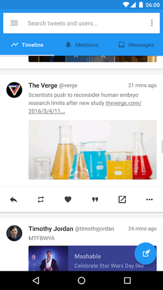 A screenshot from the unpublished Flamingo client. - Twitter&#039;s infamous token limit removes Flamingo from Play Store