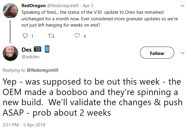 The T-Mobile LG V30 should receive Android Oreo in two weeks - T-Mobile&#039;s LG V30 to be updated to Android Oreo in two weeks