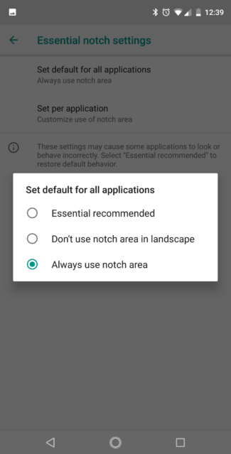 Customize the use of the notch on the Essential Phone after installing the latest update - Latest update for Essential Phone allows users to customize use of the notch area