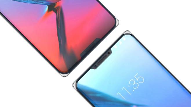 Render of the ZTE Iceberg concept phone shows a notch at the top (right) and another one at the bottom of the screen - ZTE concept phone has two notches, one on top and the other on bottom of the display