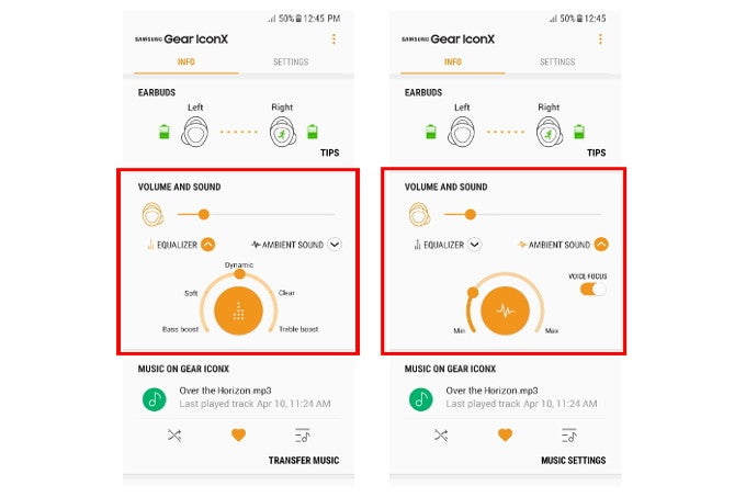 The new equalizer and ambient sound options allow for better audio control - Samsung Gear IconX (2018) software update brings equalizer presets and more
