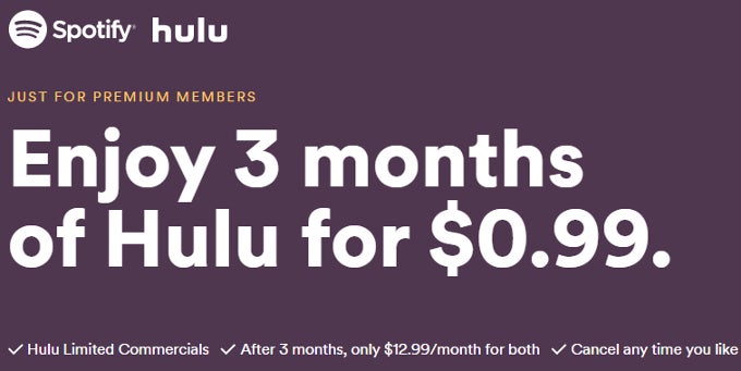Deal of the day: get Spotify and Hulu at just $12.99 a month for both