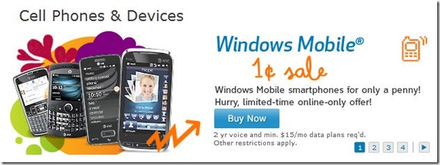 AT&T is dropping the price of their Windows Mobile phones to $0.01