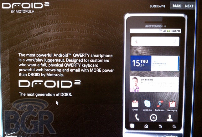Verizon starts training for DROID 2
