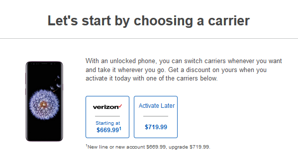 To get the $50 discount on the U.S. unlocked Galaxy S9 or Galaxy S9+, there is a Big Red caveat - Best Buy will sell you the U.S. unlocked Samsung Galaxy S9/S9+ for $50 off with a Big Red caveat