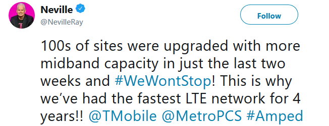 T-Mobile CTO Neville Ray announces a mid-band upgrade to hundreds of cell sites - They didn&#039;t stop! T-Mobile adds mid-band spectrum to hundreds of cell sites