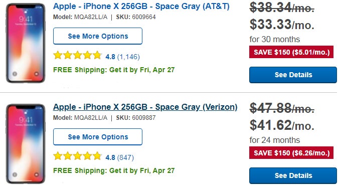Deal: Save up to $150 on the iPhone X (Verizon, AT&T)