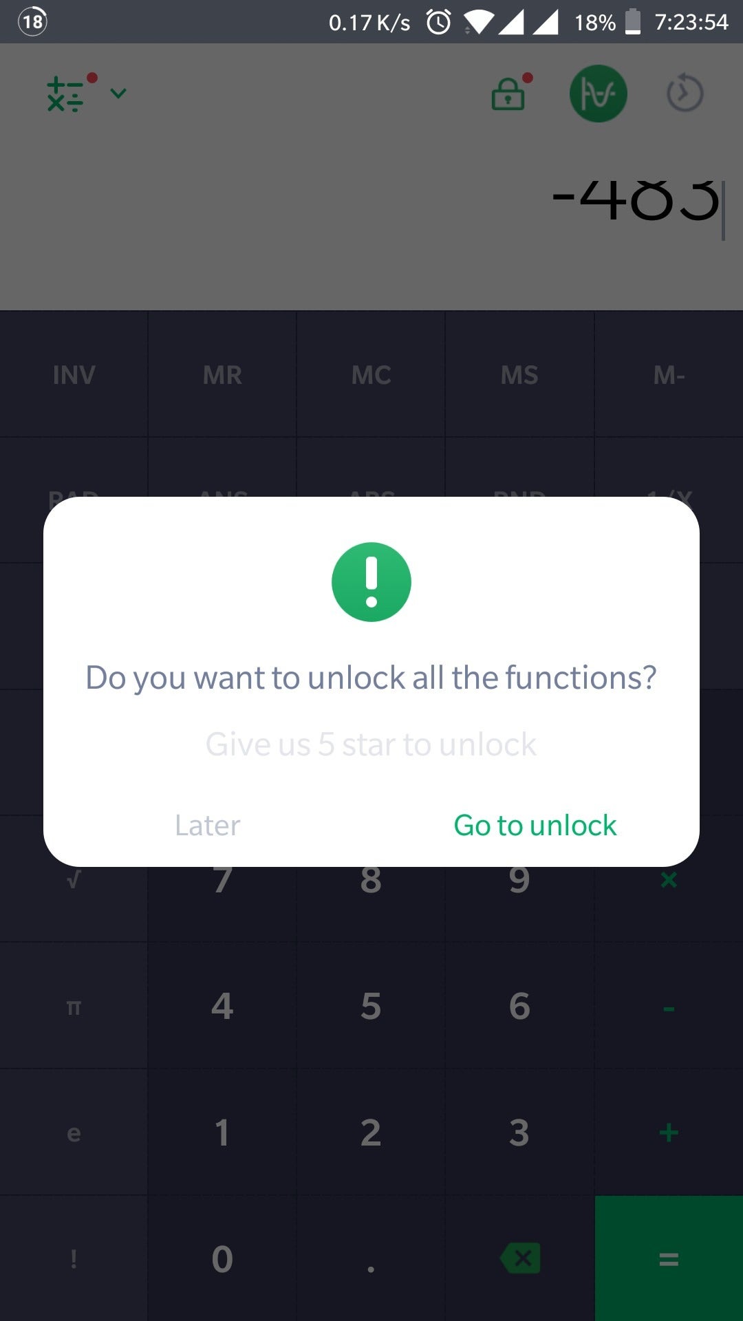 What's the sine of a 60-degree angle? We wouldn't know - A new low: Alcatel begs for 5-star reviews by locking down essential calculator app features