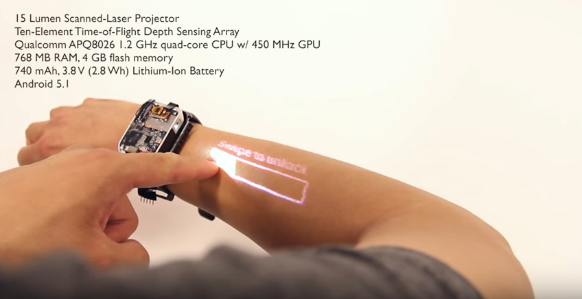 The LumiWatch projects an interactive touchscreen on the user's arm - Smartwatch prototype turns your arm into a touchscreen