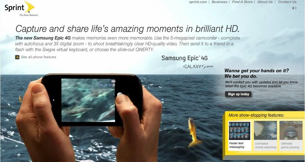Sprint launches its teaser web site for the Samsung Epic 4G