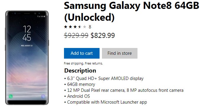 Want the cheapest unlocked Samsung Galaxy Note 8? Buy it from Microsoft