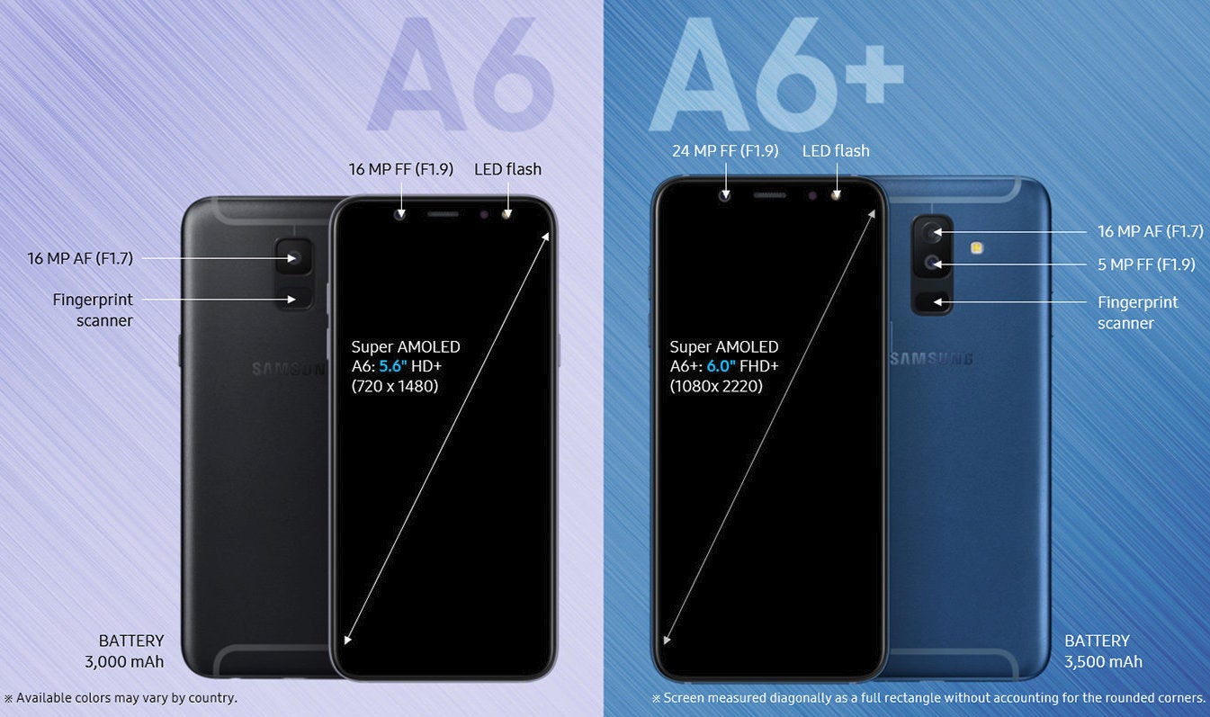 Samsung lists the Galaxy A6 and A6+ on its official website with full specs in tow