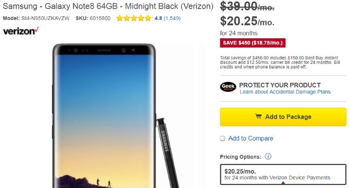 Deal: Save $450 on Verizon&#039;s Samsung Galaxy Note 8