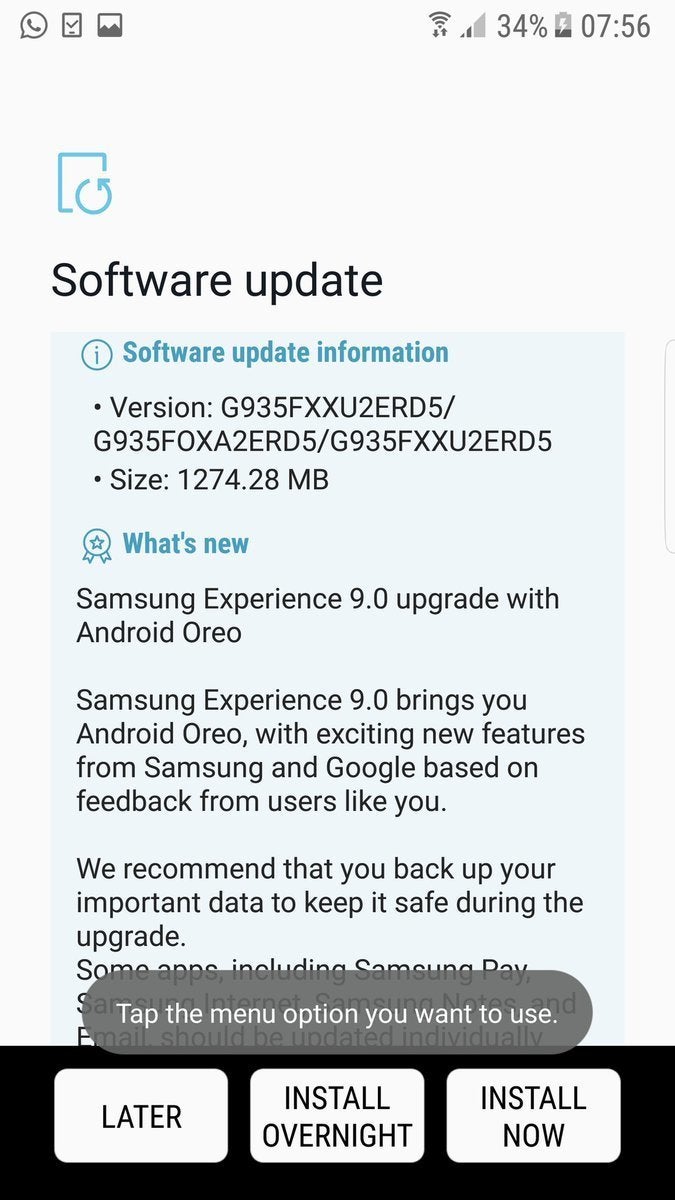 Samsung starts rolling out Android 8.0 Oreo for Galaxy S7/S7 edge in Europe