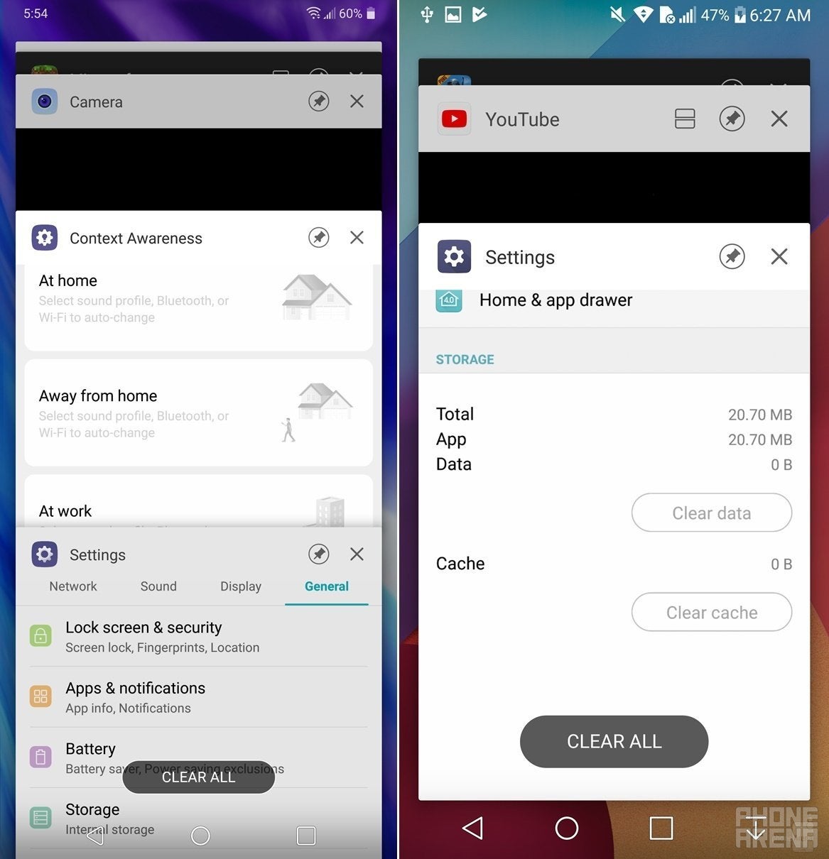 LG G7 ThinQ (left) vs LG G6 (right) - LG G7 UI comparison vs LG G6: A walkthrough of the interface