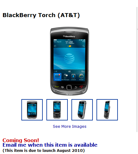 BlackBerry Torch to light up Walmart later this month