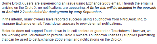 Motorola says DROID X to get Android 2.2 update in early September
