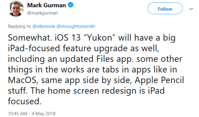 Bloomberg writer Mark Gurman reveals what we can expect from 2019&#039;s iOS 13 - 2019&#039;s iOS 13 &quot;Yukon&quot; to focus on iPad improvements, redesigned home screen and more