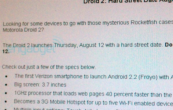 August 12th said to be DROID 2 launch date