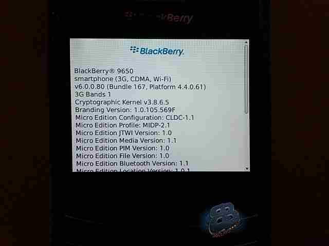 Preliminary build of BlackBerry OS 6 seen running on a Verizon Bold 9650