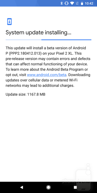 Sit back tightly as the beta software is downloaded and installed - How to install the Android P beta on your Google Pixel or other eligible phone