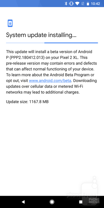 Sit back tightly as the beta software is downloaded and installed - How to install the Android P beta on your Google Pixel or other eligible phone