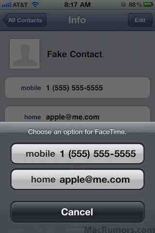 Latest beta version of iOS point to initiating FaceTime calls via email address