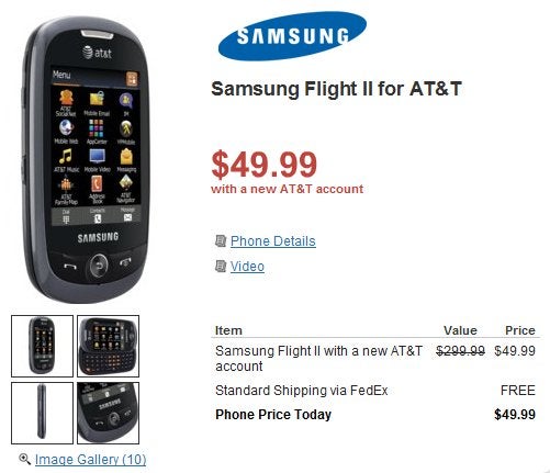 Samsung Flight II is now available through RadioShack for $49.99