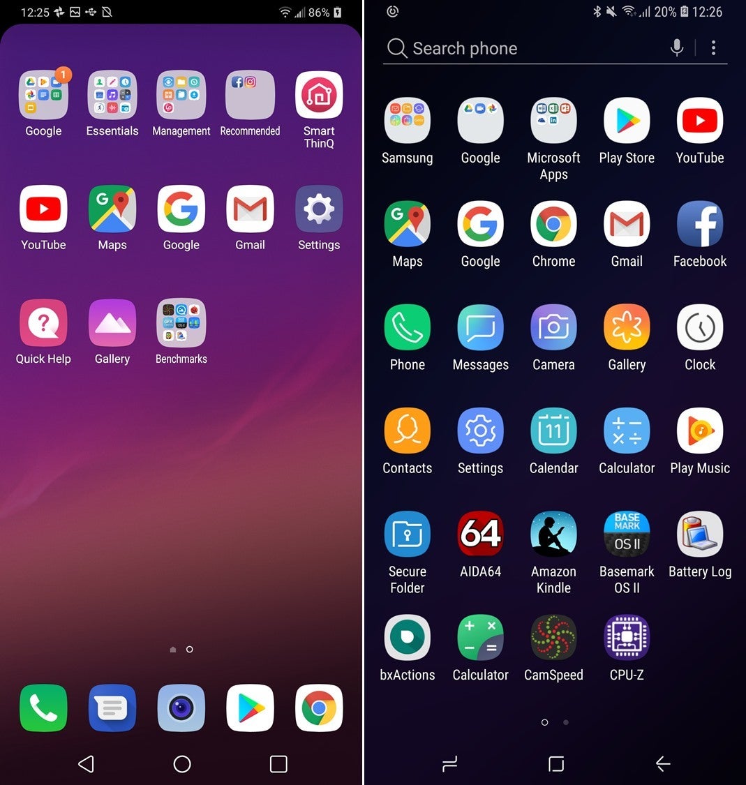 LG G7 ThinQ vs Samsung Galaxy S9: Visual interface comparison