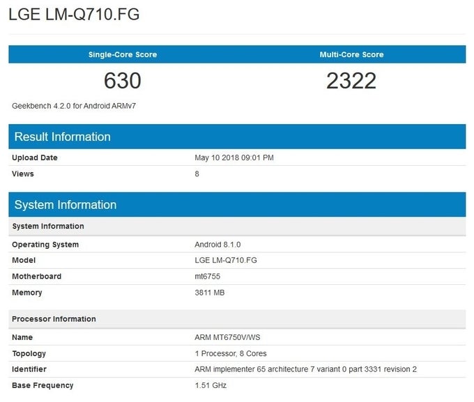 LG Q7 pops up on Geekbench with Helio P10, 4GB of RAM