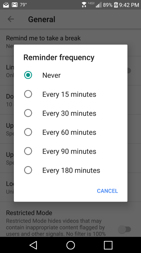 Android users can now ask YouTube to remind them to take a break from watching videos after a certain period of time - Android users can now set up YouTube to remind them to take a break from watching videos