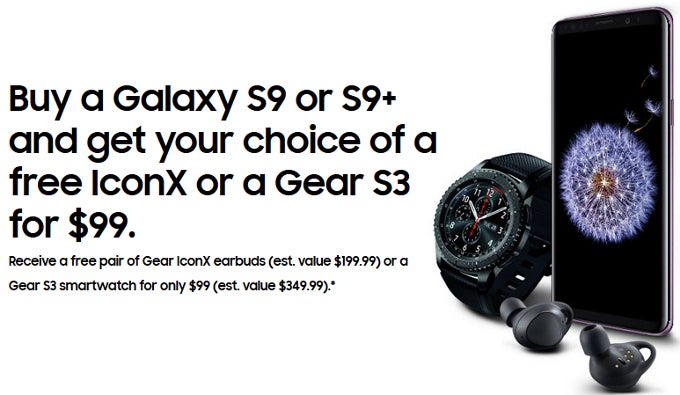 Reminder: You can get a Samsung Gear S3 for just $99 when buying any Galaxy S9