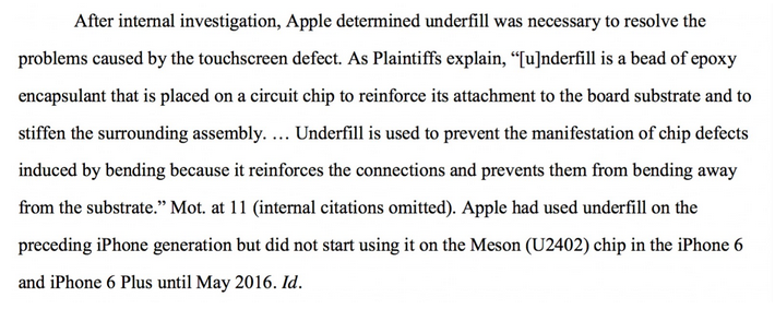 The bending, and Apple's decision not to use an epoxy found on all previous iPhone models, apparently led to Touch Disease - Judge Koh releases documents that show Apple knew the iPhone 6/6 Plus would bend
