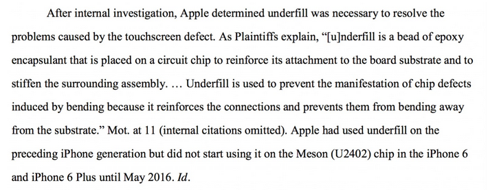 The bending, and Apple&#039;s decision not to use an epoxy found on all previous iPhone models, apparently led to Touch Disease - Judge Koh releases documents that show Apple knew the iPhone 6/6 Plus would bend