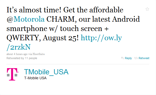 T-Mobile to launch Motorola Charm on August 25th