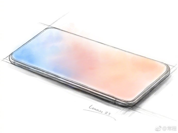 A sketch that teased the Lenovo Z5's design - Another dream shattered? Leaked Lenovo Z5 render reveals it's not as bezel-free as it was teased