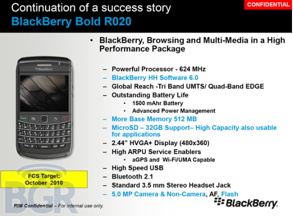 Leaked photos show off BlackBerry Bold R020 and 9670 Oxford flip