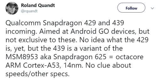 Qualcomm Snapdragon 429 and 439 could be on the way, aimed at Android Go devices