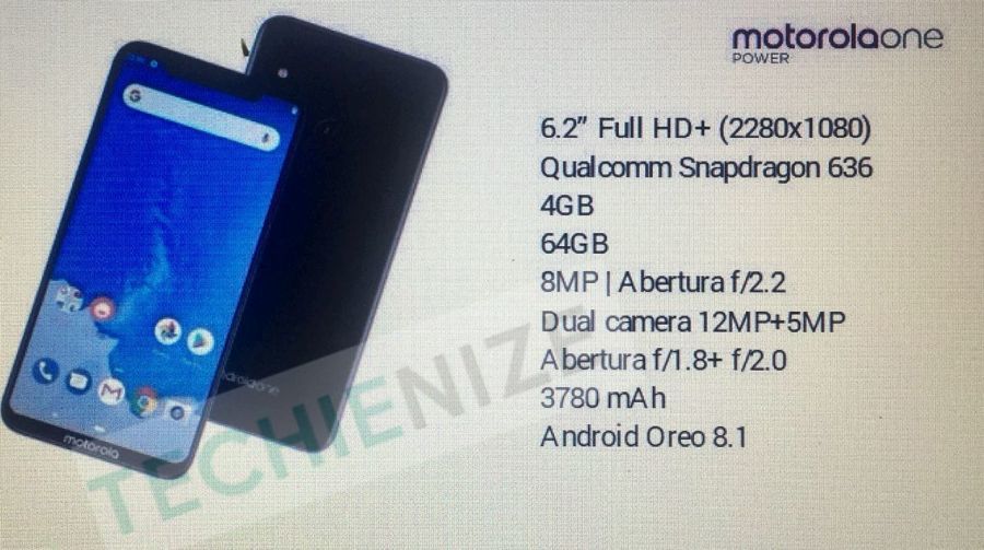 Motorola One Power, the adequately-spec'd Android One phone, leaks once again