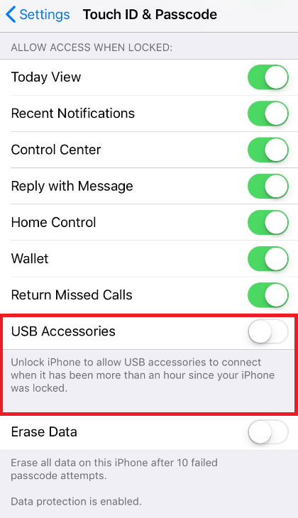 Settings screen that shows how an iPhone user can disable USB Restricted mode - Grayshift says it has defeated Apple&#039;s USB Restricted Mode allowing it to crack open any iPhone