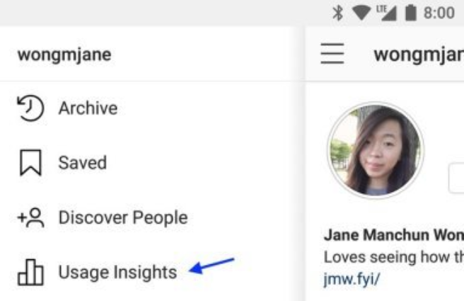The User Insights link is expected to be found on a menu accessed on the member's profile page - Instagram feature will allow you to track how much time you spend using the app each day?