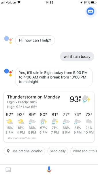 ‘Hey Google, will it rain today?’ now gives you more details